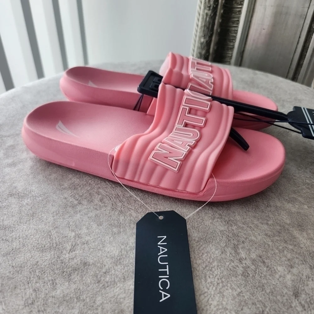 Nautica Kids Slip-On Sandal. Athletic Slide Youth Loch Girls-Peony White…